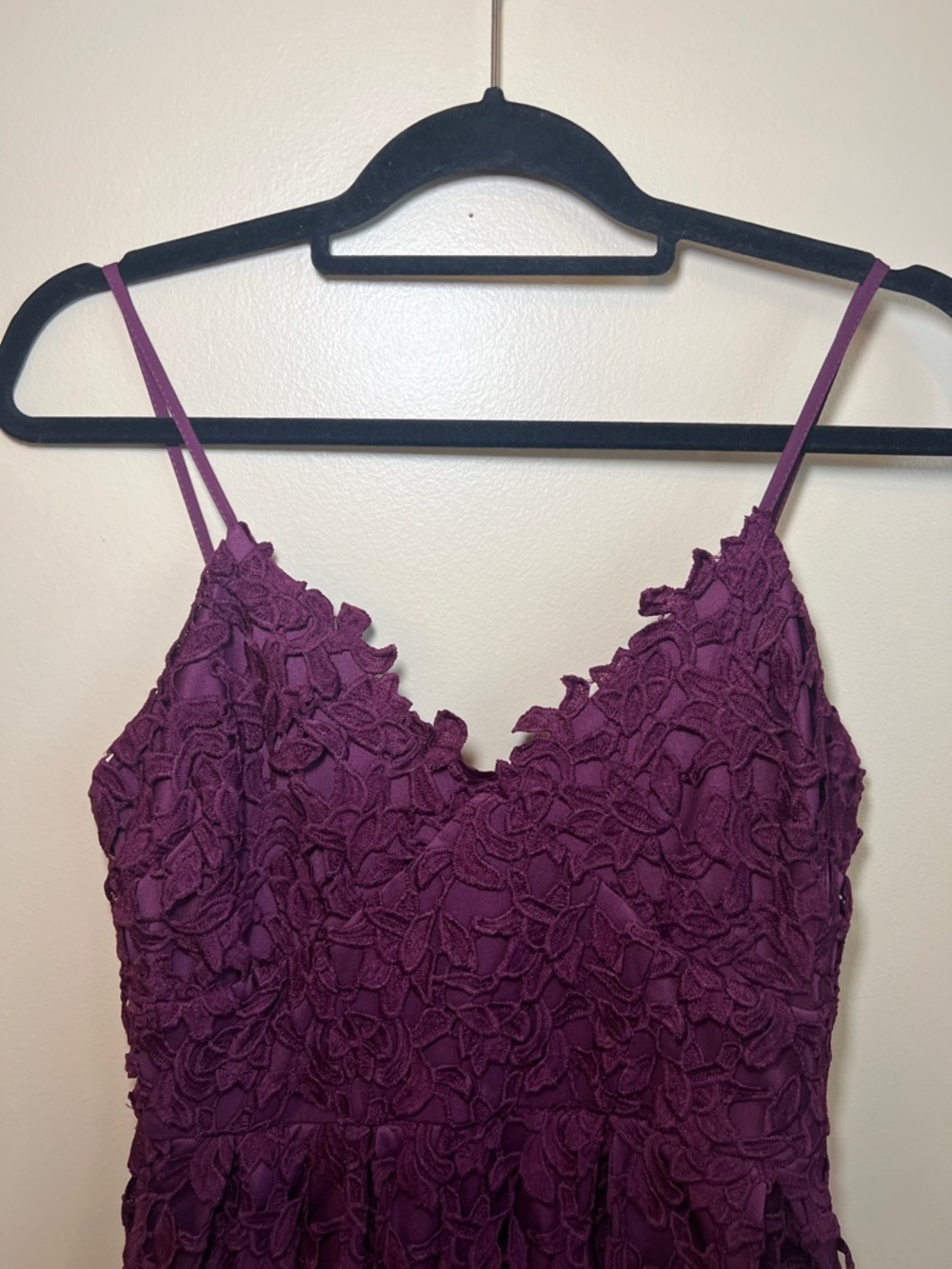 Love…ady Purple Floral Lace Fit & Flare Dress Medium Spaghetti Strap - Picture 2 of 10